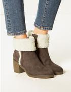 Marks & Spencer Faux Fur Cuff Ankle Boots Mink