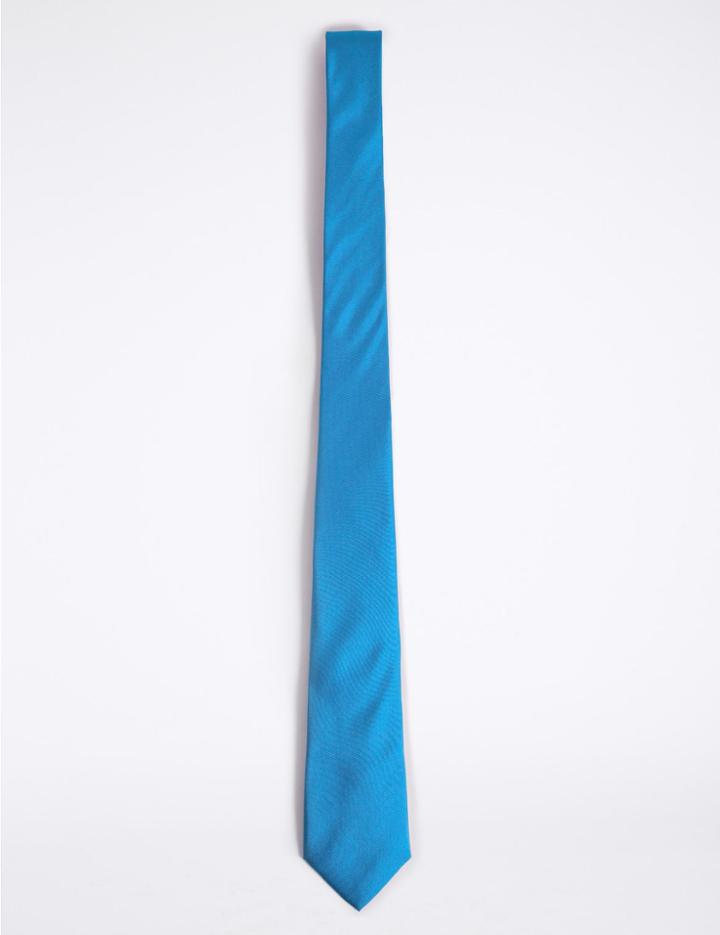 Marks & Spencer Longer Length Pure Silk Tie Cornflower