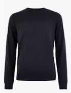 Marks & Spencer Merino Wool Crew Neck Jumper Navy
