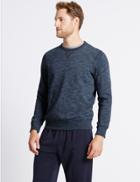 Marks & Spencer Cotton Rich Textured Sweatshirt Denim Mix
