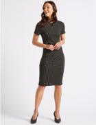 Marks & Spencer Spotted Half Sleeve Pencil Dress Black Mix