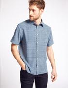 Marks & Spencer Square Design Printed Shirt Soft Blue