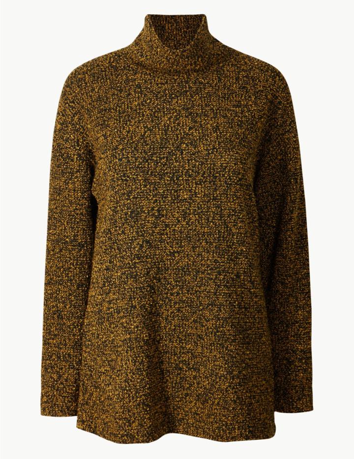 Marks & Spencer Textured High Neck Jumper Honey Mix