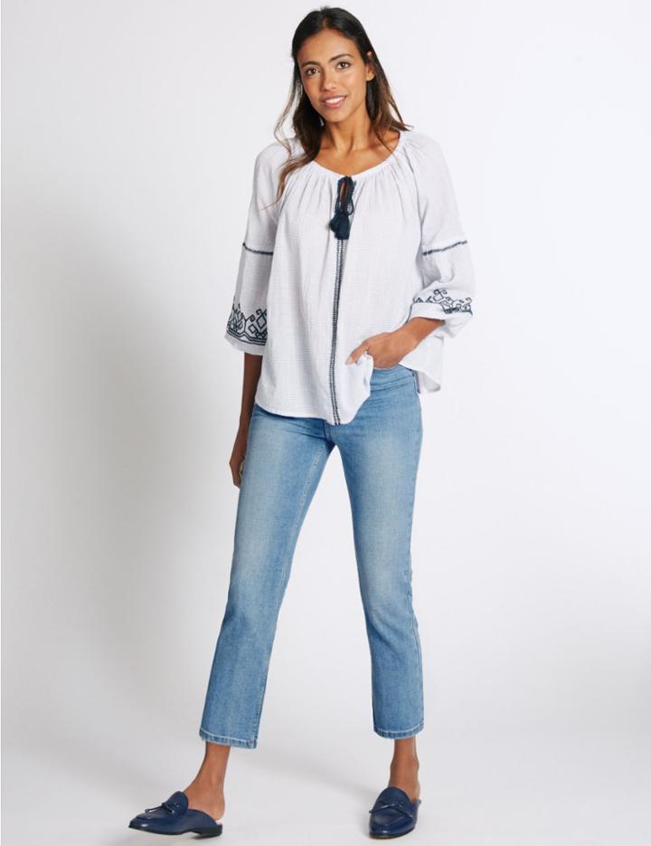 Marks & Spencer Mid Rise Cropped Flare Jeans Pale Blue