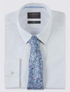Marks & Spencer Pure Silk Floral Tie Blue Mix