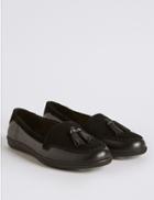 Marks & Spencer Leather Tassel Slip-on Pump Shoes Black Mix