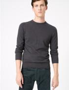 Marks & Spencer Pure Cotton Crew Neck Jumper Charcoal