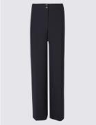 Marks & Spencer Double Button Wide Leg Trousers Navy