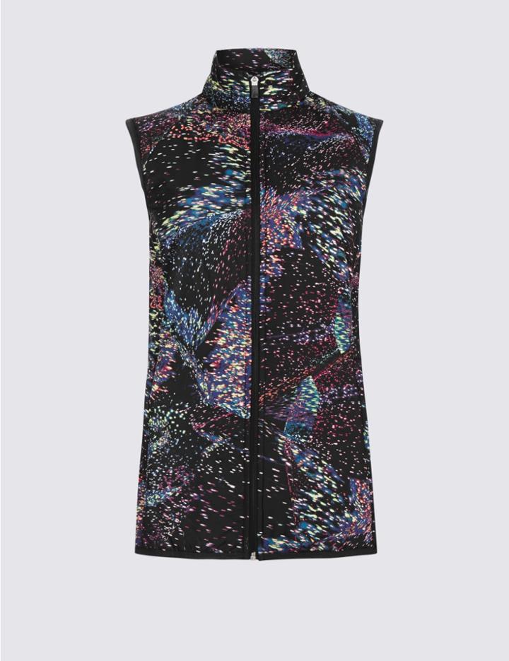 Marks & Spencer Quick Dry Printed High Neck Gilet Black Mix