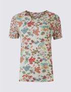 Marks & Spencer Printed Round Neck Short Sleeve T-shirt Mint Mix