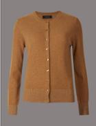 Marks & Spencer Cashmere Rich Round Neck Cardigan Soft Gold