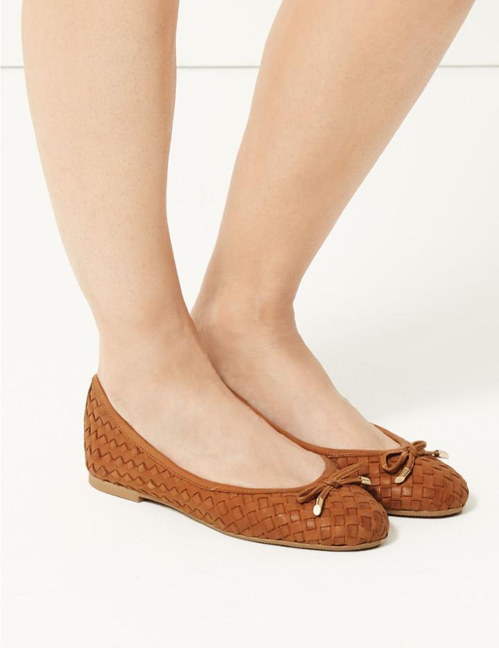 Marks & Spencer Wide Fit Leather Pumps Tan