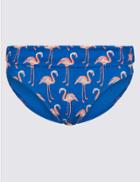 Marks & Spencer Flamingo Print Hipster Bikini Bottoms Navy Mix