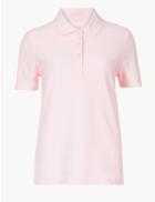 Marks & Spencer Pure Cotton Short Sleeve Polo Shirt Pink