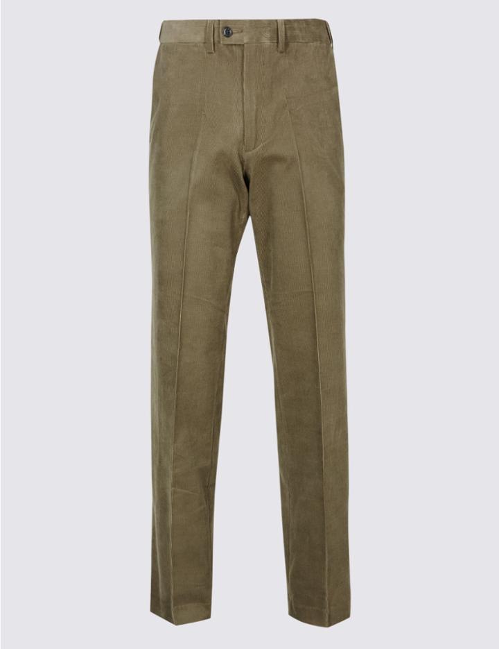 Marks & Spencer Tailored Fit Cotton Rich Corduroy Trousers Mole
