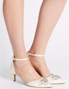 Marks & Spencer Kitten Satin Jewel Two-part Court Shoes Cream