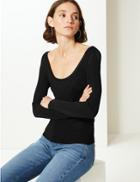 Marks & Spencer Textured Scoop Neck Jumper Black