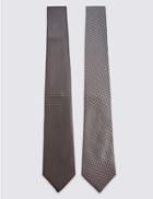 Marks & Spencer 2 Pack Textured Tie Grey Mix