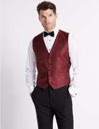 Marks & Spencer Geometric Waistcoat With Sparkle Burgundy Mix