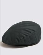 Marks & Spencer Pure Cotton Wax Flat Cap With Stormwear&trade; Navy