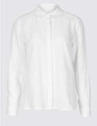 Marks & Spencer Petite Pure Linen Long Sleeve Shirt White