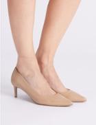 Marks & Spencer Leather Kitten Heel Court Shoes Nude
