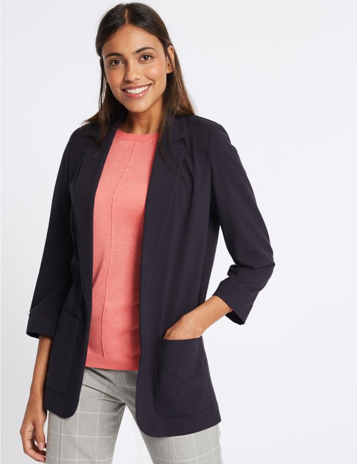 Marks & Spencer Relaxed Patch Pocket Blazer Navy