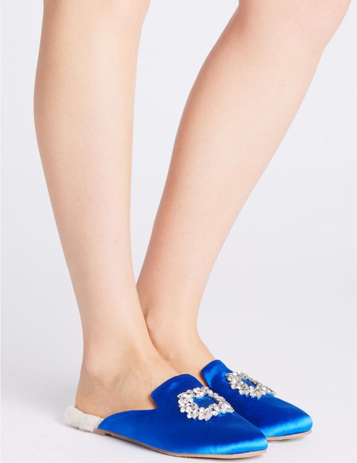 Marks & Spencer Jewelled Mule Slippers Cobalt