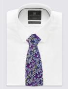 Marks & Spencer Pure Silk Floral Print Tie Cranberry