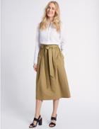 Marks & Spencer Cotton Rich A-line Midi Skirt Toffee