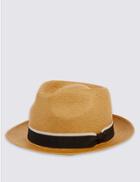 Marks & Spencer Trilby Tipped Band Summer Hat Tobacco