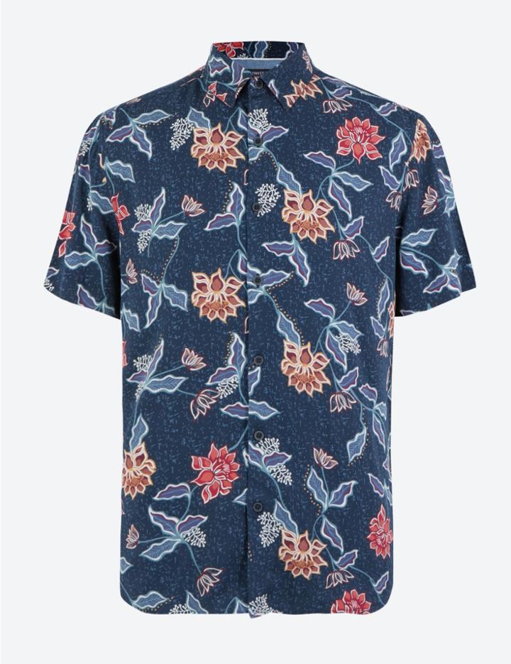 Marks & Spencer Cotton Floral Print Shirt Navy