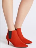 Marks & Spencer Kitten Heel Pointed Toe Ankle Boots Red