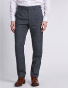 Marks & Spencer Flat Front Textured Trousers Grey Mix