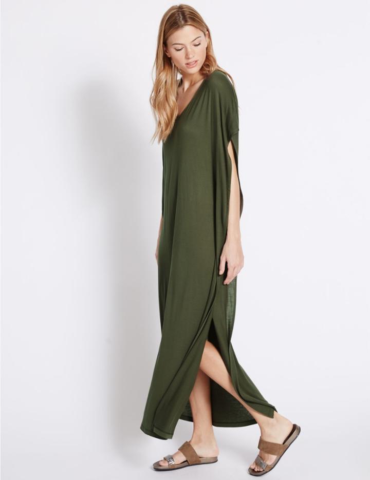 Marks & Spencer Angel Sleeve Maxi Dress Khaki