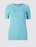 Marks & Spencer Pure Cotton Short Sleeve Jersey Top Pale Blue