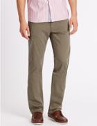 Marks & Spencer Straight Fit Cotton Rich Trousers Hazelnut