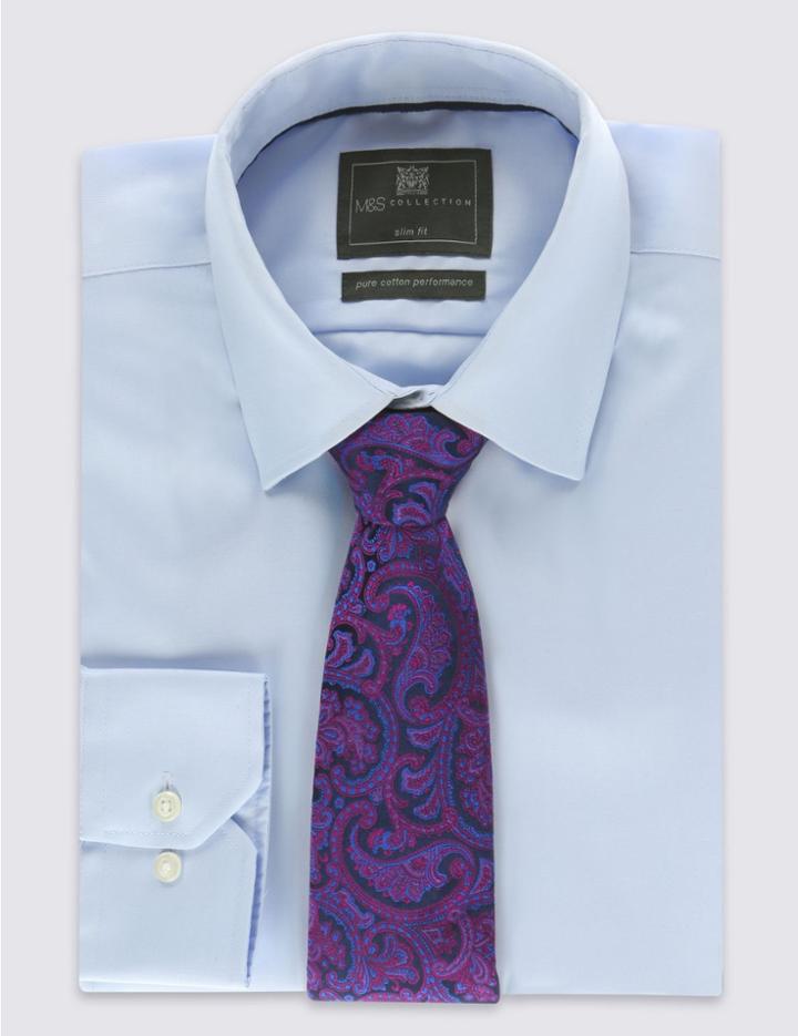 Marks & Spencer Pure Silk Paisley Print Tie Fuchsia