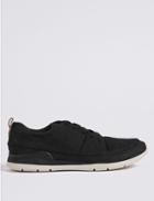 Marks & Spencer Leather Stitch Detail Lace-up Trainers Black