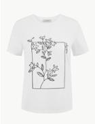 Marks & Spencer Cotton Flower Motif Embroidered T-shirt White Mix