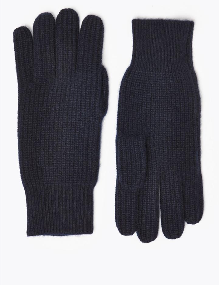 Marks & Spencer Cashmere Knitted Gloves Navy