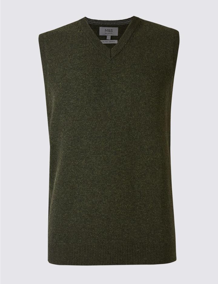 Marks & Spencer Pure Lambswool Slipover Jumper Bark
