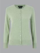 Marks & Spencer Pure Cashmere Button Detailed Cardigan Mint