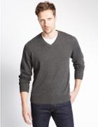 Marks & Spencer Pure Cotton V-neck Jumper Grey