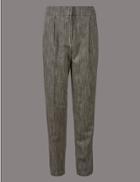 Marks & Spencer Cotton Rich Textured Tapered Leg Trousers Grey Mix