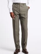 Marks & Spencer Regular Fit Flat Front Trousers Neutral
