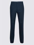 Marks & Spencer Linen Blend Regular Fit Trousers Navy