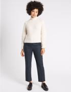 Marks & Spencer Wool Rich Cropped Straight Leg Trousers Dark Blue