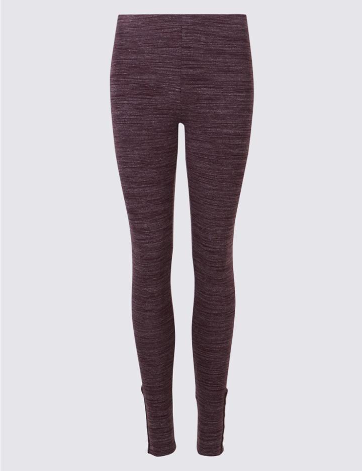 Marks & Spencer Space Dye Hem Button Leggings Berry