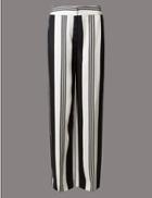 Marks & Spencer Variegated Stripe Wide Leg Trousers Black Mix